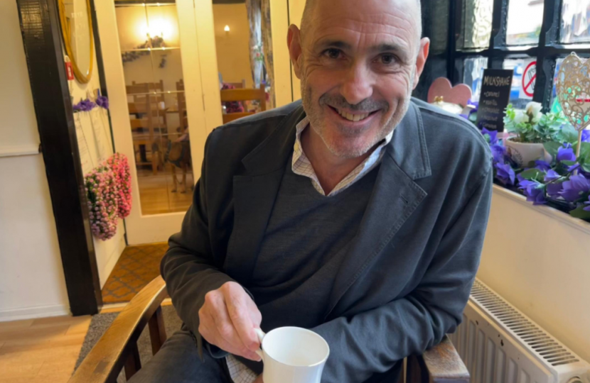 Nigel Gardner in a cafe